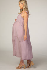 Lavender Ruffle Tiered Maternity Midi Dress