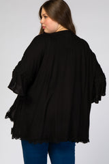 Black Crochet Lace Trim Maternity Plus Cover Up