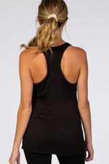 Black Ruched Racerback Maternity Tank Top