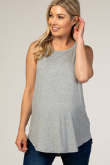 Grey Rounded Halter Neck Maternity Top
