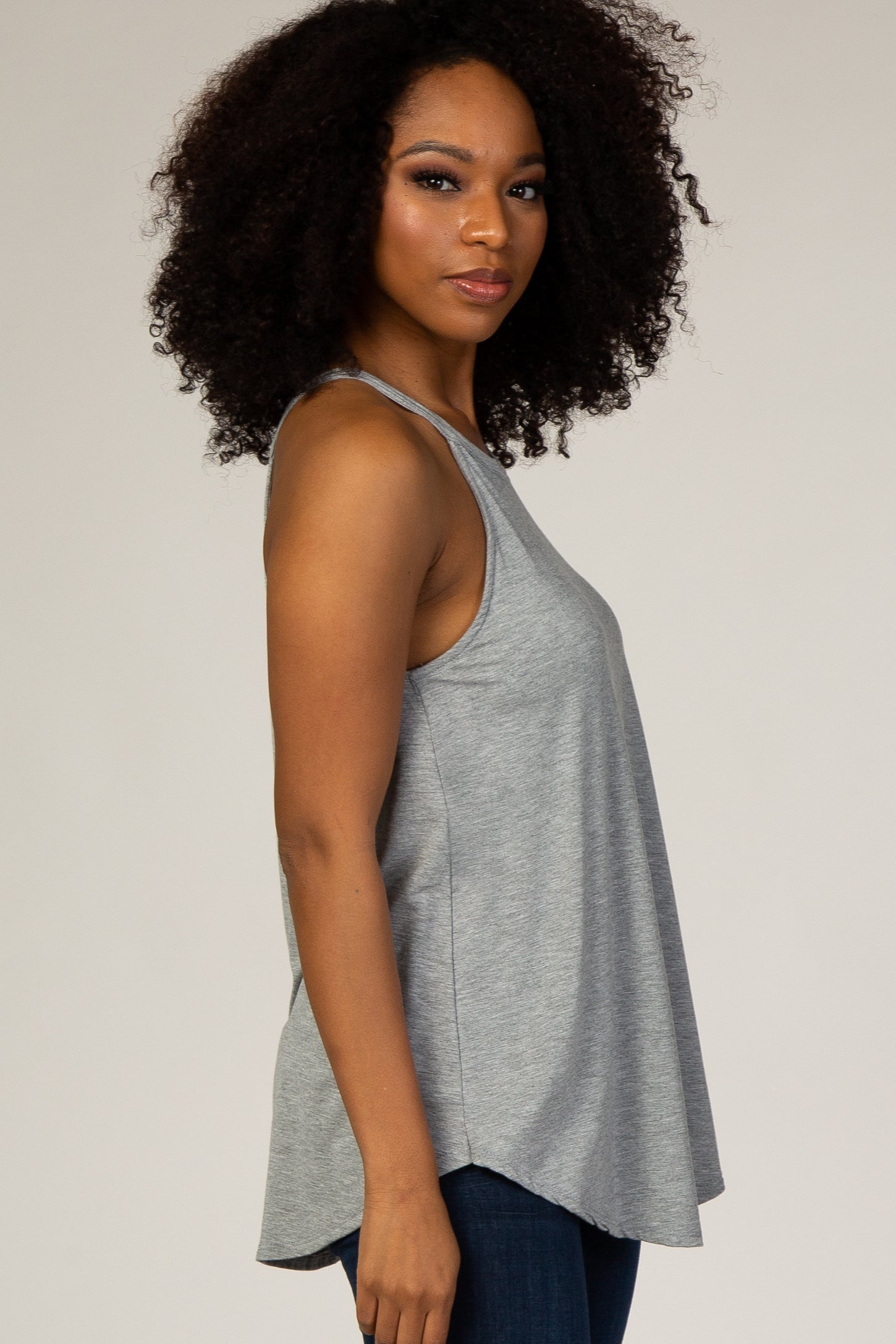 Grey Rounded Halter Neck Top