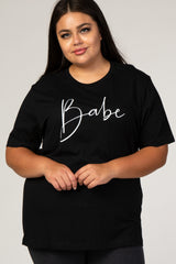 Black Screen Print Babe Plus Shirt