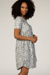 Grey Animal Print Babydoll Dress