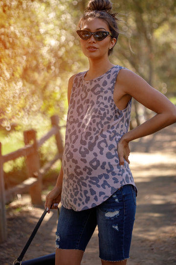 Mocha Animal Print Maternity Tank