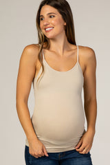 Beige Fitted Maternity Cami