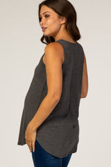 Charcoal Basic Sleeveless Maternity Top