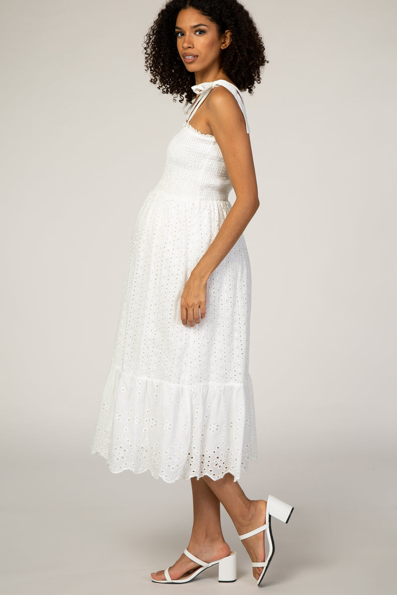 Ivory Eyelet Maternity Dress PinkBlush