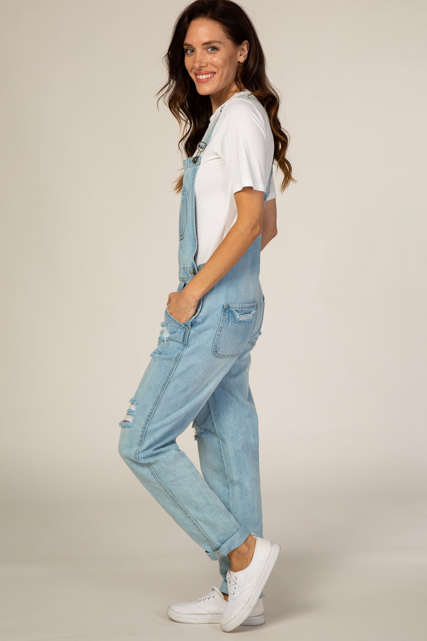 Women's Navy Blue Dungaree Pants - StyleStone – Trendia