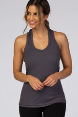 Charcoal Solid Active Racerback Tank Top