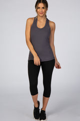 Charcoal Solid Active Racerback Tank Top