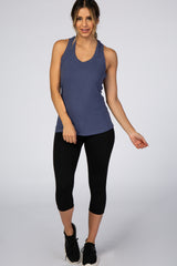 Blue Solid Active Racerback Tank To