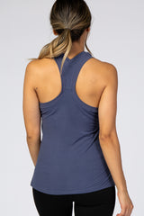Blue Solid Active Racerback Tank To