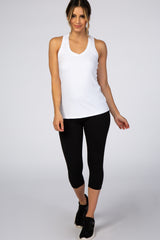 White Solid Active Racerback Tank Top