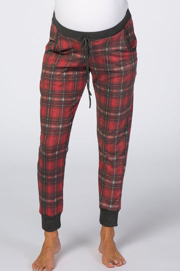 Red Plaid Maternity Pajama Pants