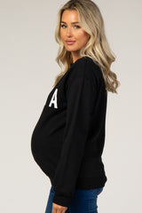 Black Screen Print Mama Maternity Pullover Sweatshirt