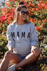 Grey Screen Print Mama Maternity Pullover Sweatshirt