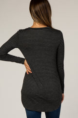 Black Charcoal Striped Maternity Top