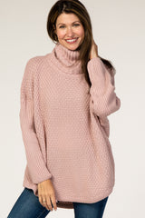 Mauve Cowl Neck Knit Maternity Sweater