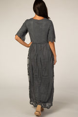Charcoal Lace Overlay Maxi Dress