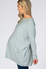 Light Blue Pocketed Dolman Sleeve Maternity Top