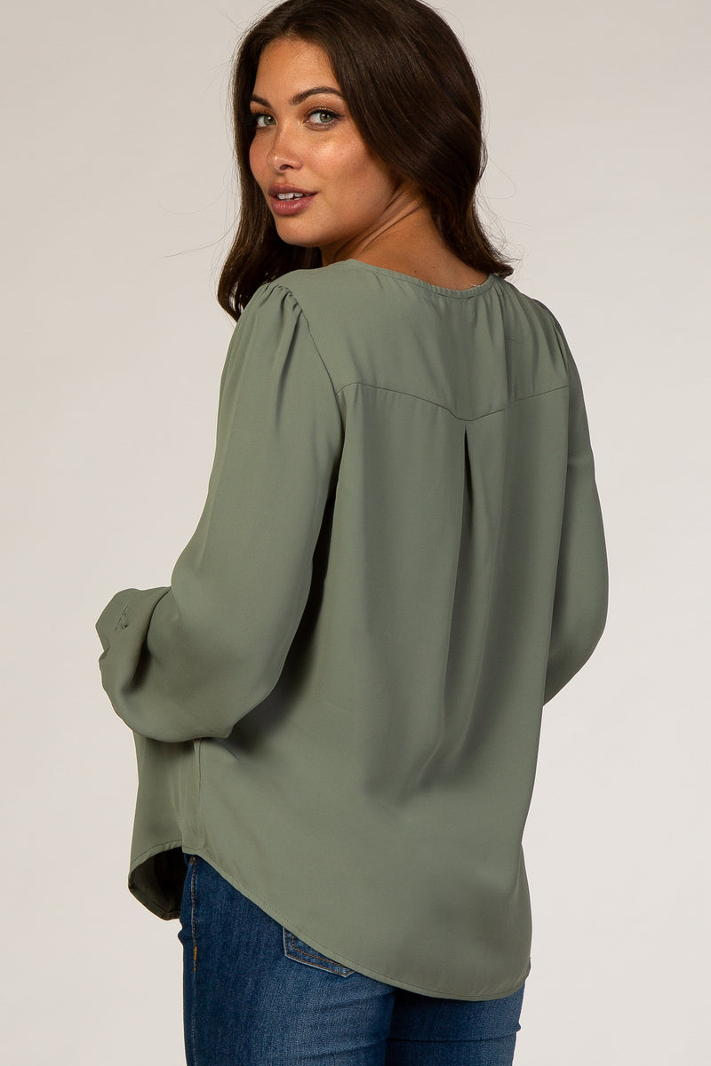 Olive Button Up Maternity Blouse– PinkBlush