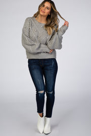 Heather Grey Textured Dot Maternity Sweater