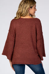 Burgundy V-Neck Hi-Low Maternity Sweater
