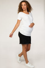 PinkBlush Black Distressed Denim Maternity Skirt