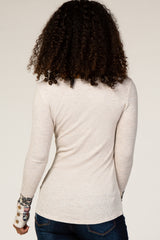 Beige Colorblock Sleeve Fitted Top