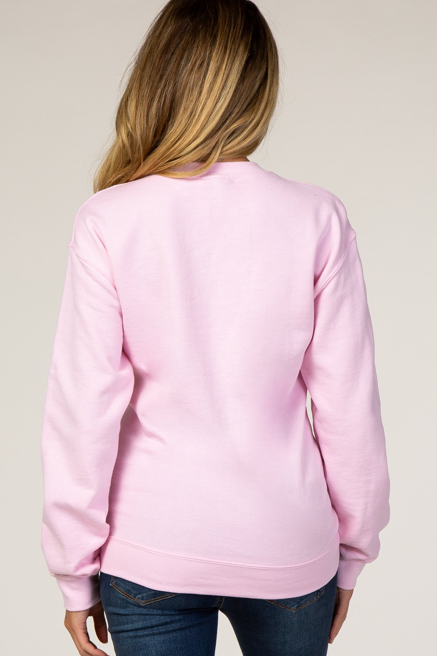 Pink Screen Print Babe Maternity Pullover Sweatshirt