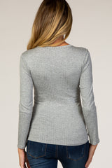 Heather Grey Ribbed Fitted Maternity Top