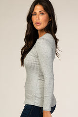 Heather Grey Ribbed Fitted Top
