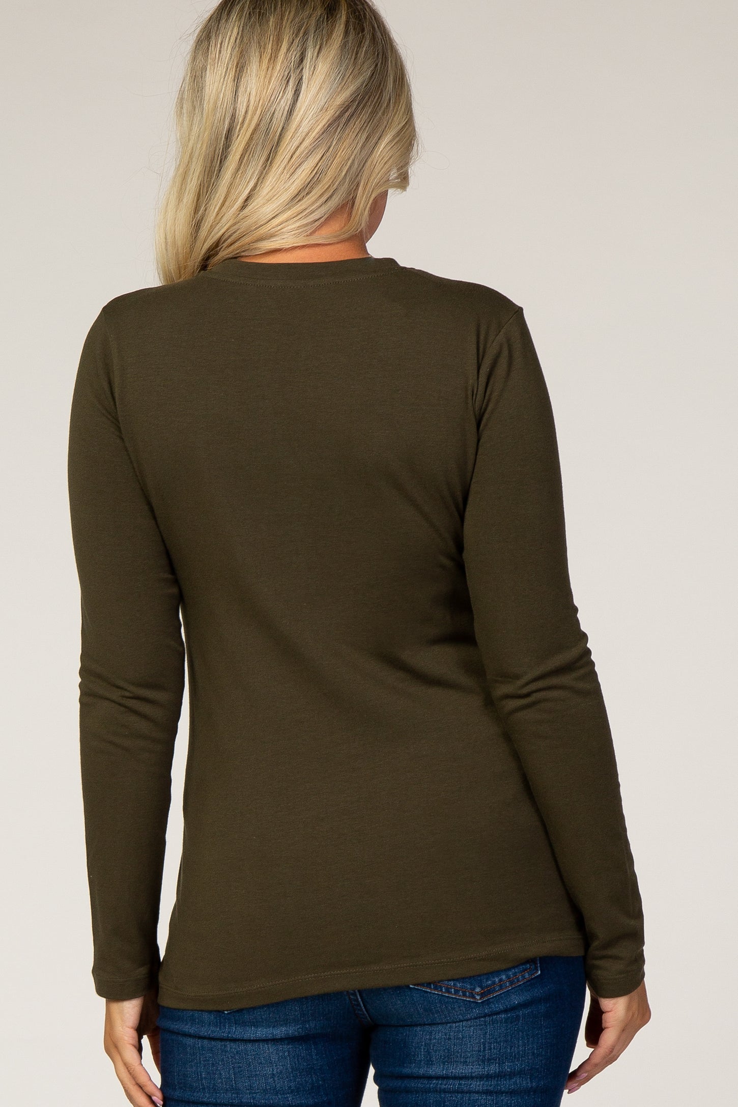 Olive Fitted Long Sleeve Maternity Tee