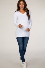 White Fitted V-Neck Maternity Top