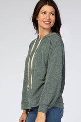 Green Heather Drawstring Hooded Top
