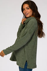 Olive Chenille Cowl Neck Maternity Top