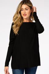 Black Soft Knit Boatneck Dolman Sleeve Maternity Sweater– PinkBlush