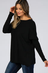 Black Soft Knit Boatneck Dolman Sleeve Maternity Sweater– PinkBlush