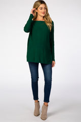 Forest Green Soft Knit Boatneck Dolman Sleeve Maternity Sweater