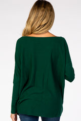 Forest Green Soft Knit Boatneck Dolman Sleeve Maternity Sweater