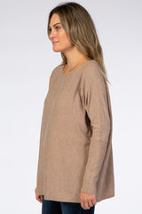 Mocha Soft Knit Boatneck Dolman Sleeve Sweater