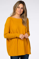 Yellow Soft Knit Boatneck Dolman Sleeve Maternity Sweater