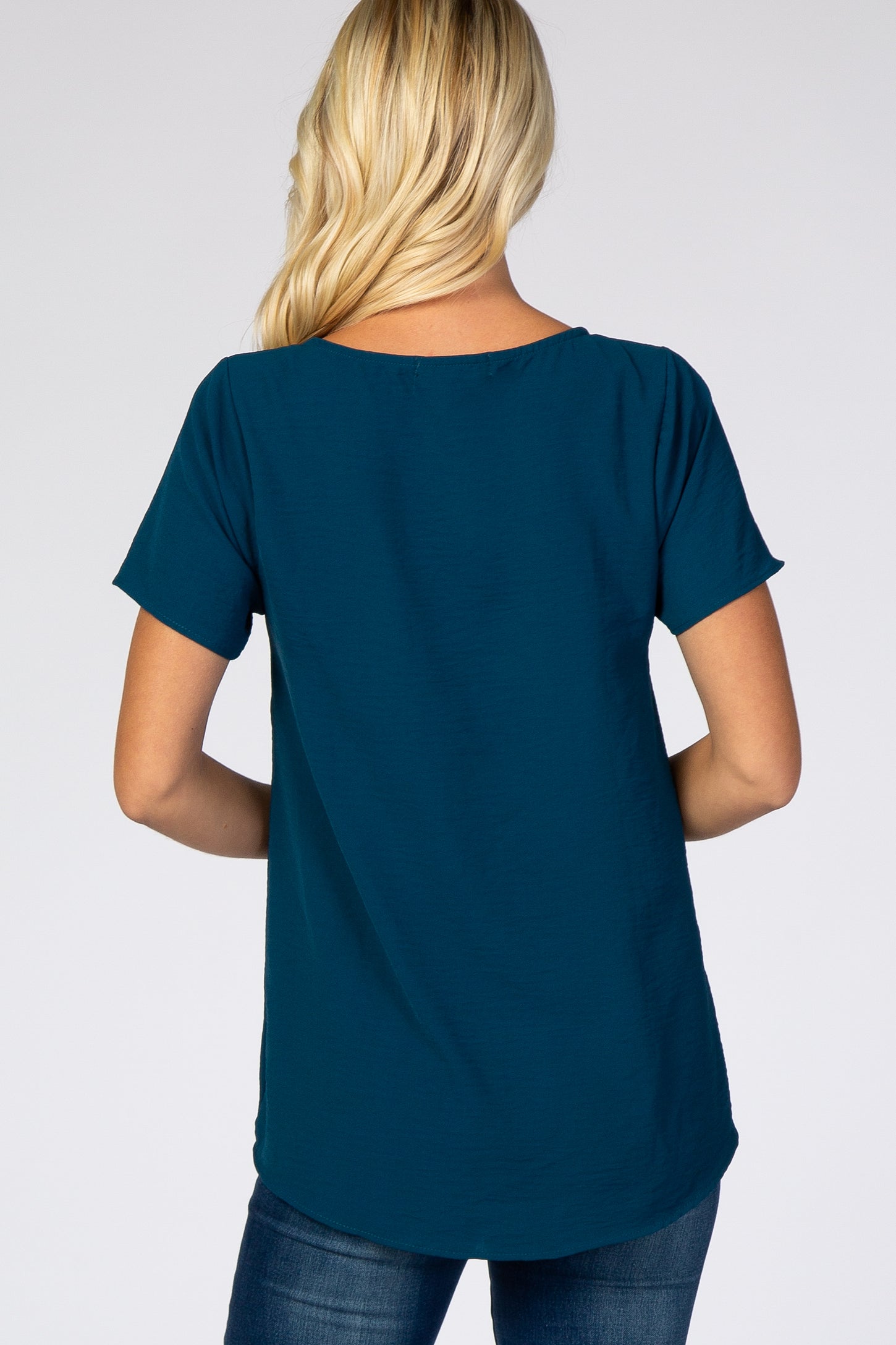 Teal Button Tie Front Top– PinkBlush