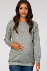 Grey Soft Knit Long Sleeve Maternity Top