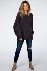 Charcoal Loose Knit Side Slit Sweater