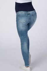Blue Distressed Maternity Jeans
