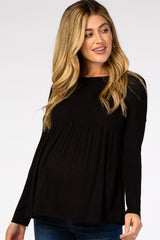 Black Babydoll Long Sleeve Maternity Top