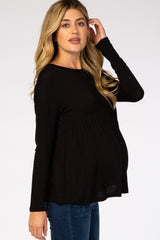 Black Babydoll Long Sleeve Maternity Top