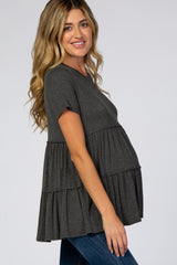 Charcoal Tiered Maternity Top