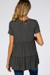 Charcoal Tiered Maternity Top